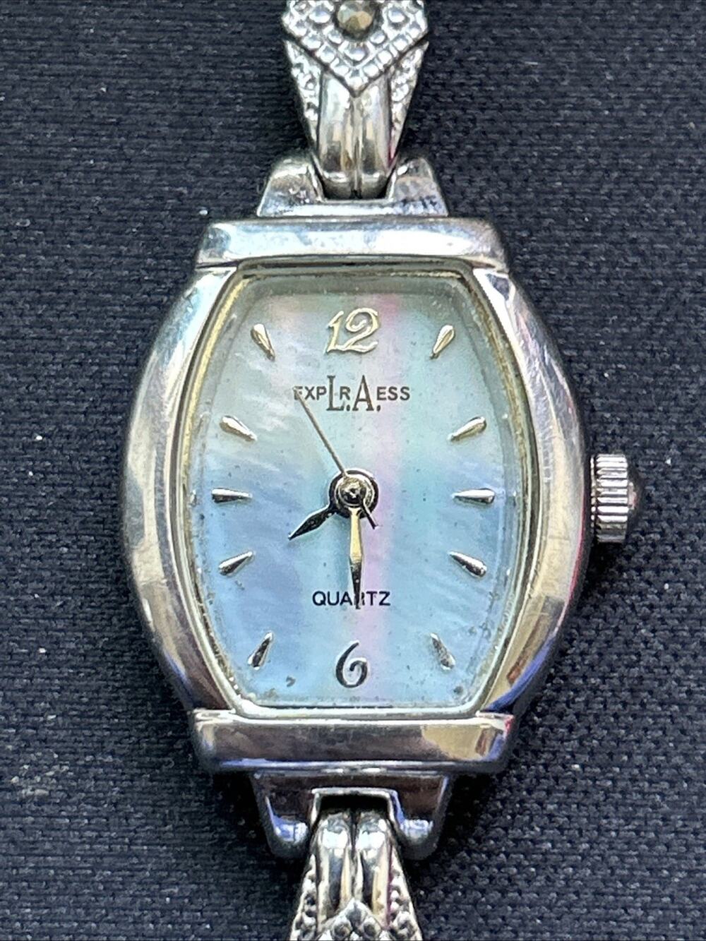 LA Express Blue MOP Dial Silver Tone Women’s Quartz Watch